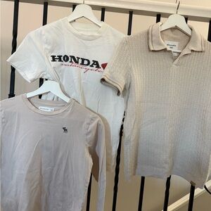 Honda White T-Shirt and Two Abercrombie Beige Tops